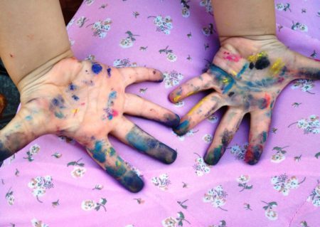 childrens messy hands
